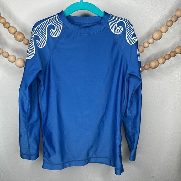 Tea Blue Wave Rashguard Swimsuit Top - Picture 1 of 5